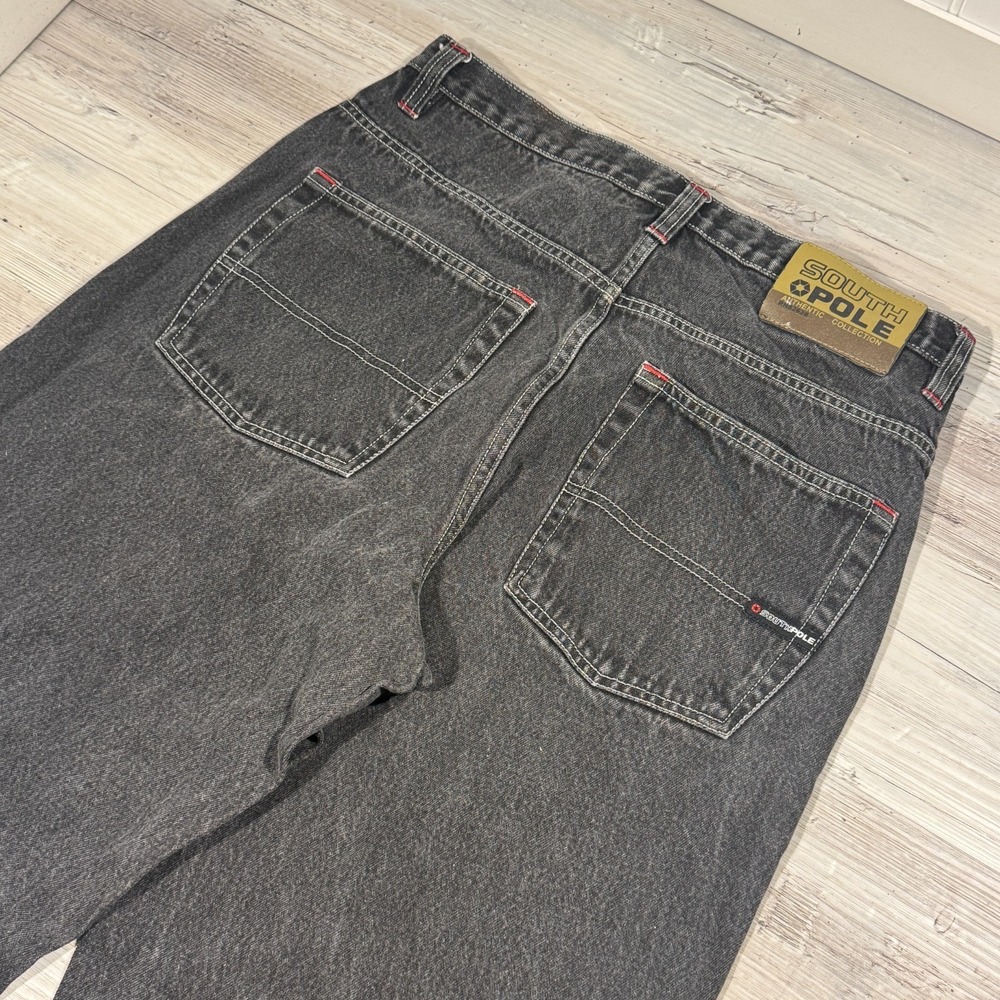 Southpole Baggy‎ Black Jeans 34-32x31.5 Wide Leg Y2K Streetwear DISTRESSED